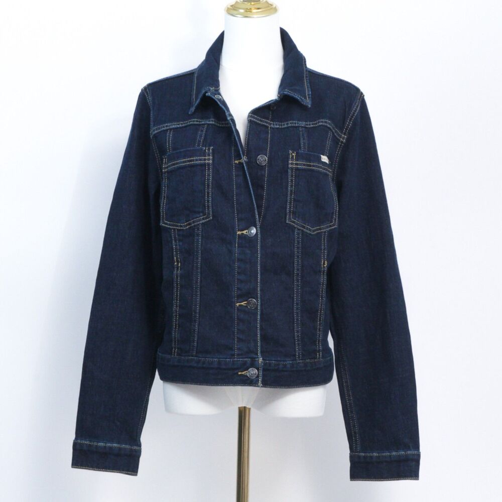 Brooks Brothers Red Fleece Women's Dark Blue Denim Collared Trucker Jacket Large